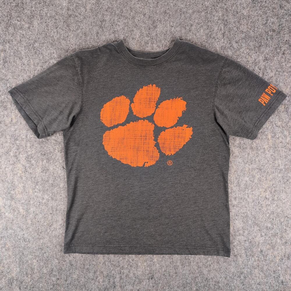 Clemson Tigers Shirt Mens Medium Gray NCAA Football Paw Colosseum Athletics